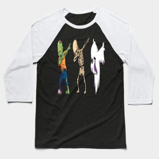 Dabbing Halloween Skeleton Zombie Ghost Baseball T-Shirt